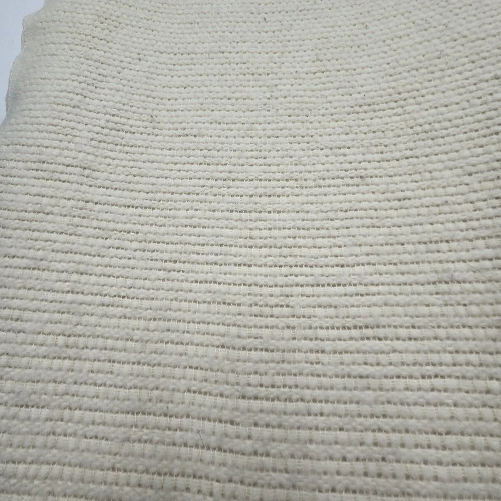 Vtg‎ Lt Yellow Cream Waffle Weave Satin Trim Blanket Approx 72